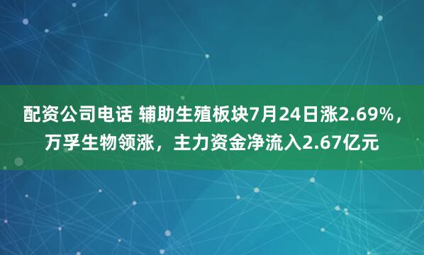 配资公司电话 辅助生殖板块7月24日涨2.69%，万孚生物领涨，主力资金净流入2.67亿元