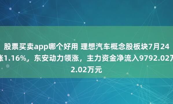 股票买卖app哪个好用 理想汽车概念股板块7月24日涨1.16%，东安动力领涨，主力资金净流入9792.02万元